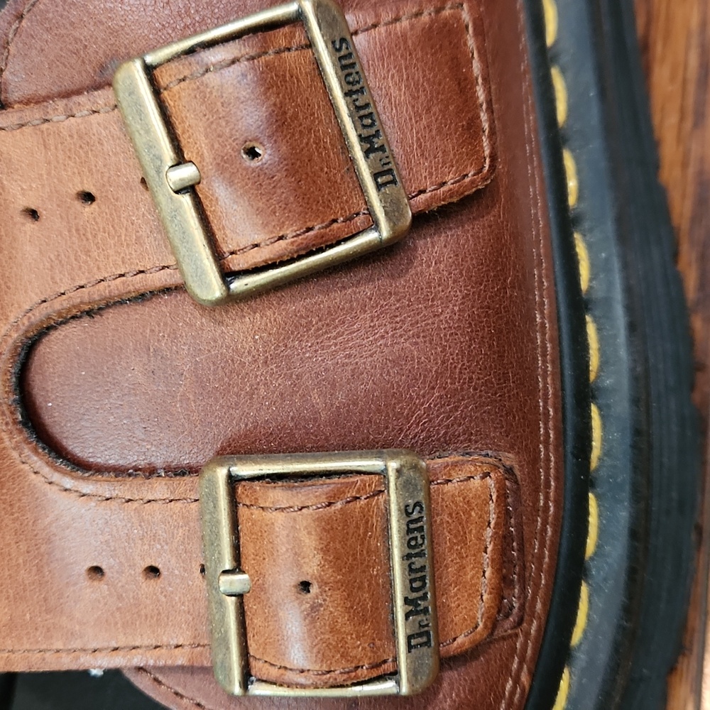 Dr.Martens Dax Brown Leather Slide Sandals - Picture 5 of 8